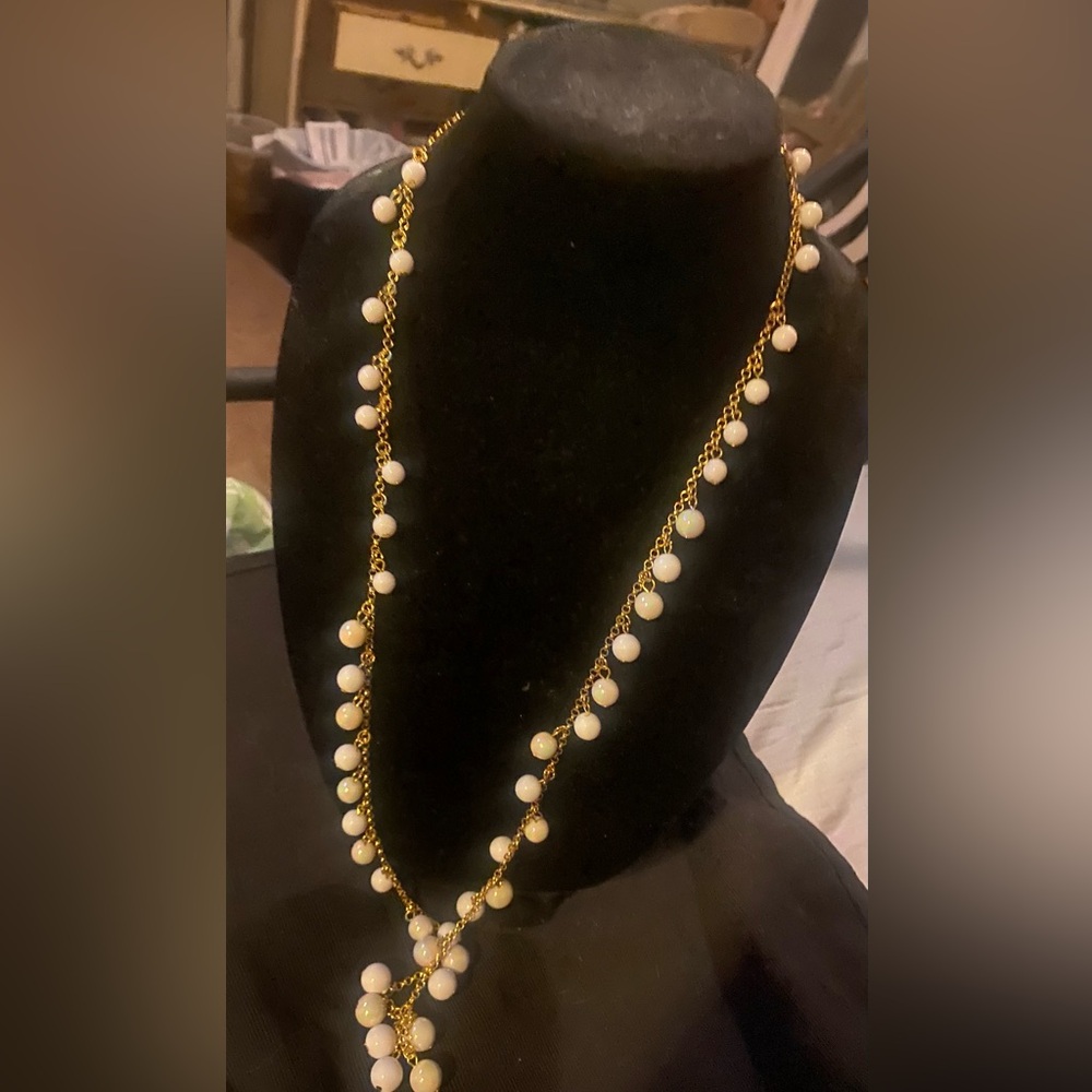 36” white beaded necklaces